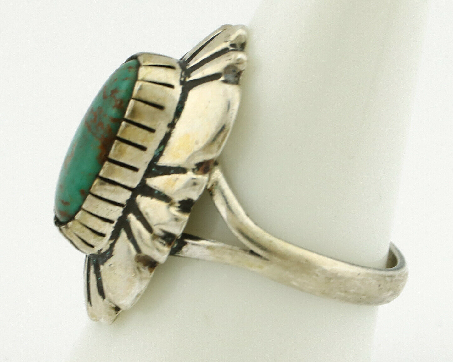 Navajo Ring .925 Silver Green Turquoise Artist Signed M Montoya C.80's