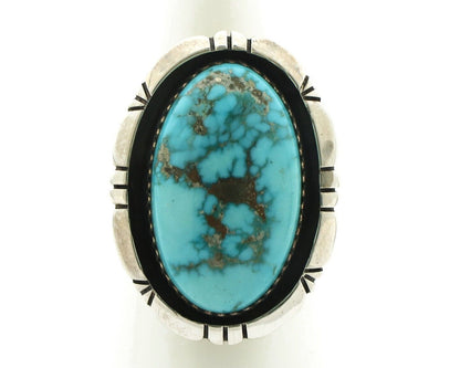 Navajo Ring 925 Silver Morenci Turquoise Artist Signed M Thompson C.80's