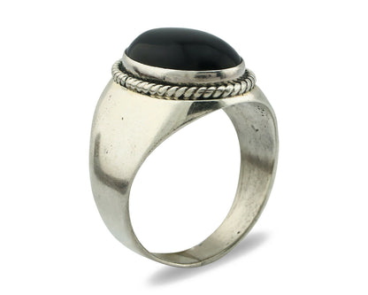 Navajo Ring .925 Silver Handmade Black Onyx Native American Artist C.80's