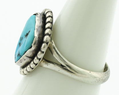 Navajo Ring .925 Silver Sleeping Beauty Turquoise Native Artist C.1980's