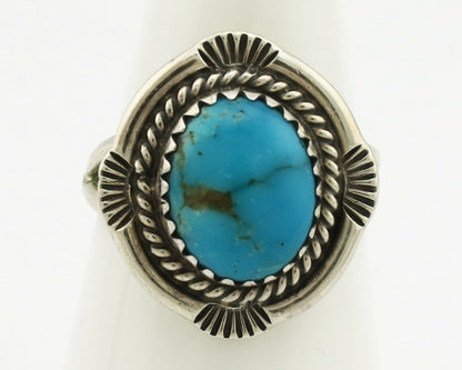Navajo Ring .925 Silver Nevada Turquoise Native American Artist C.1980's