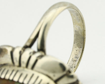 Navajo Ring .925 Silver Green Turquoise Artist Signed M Montoya C.80's