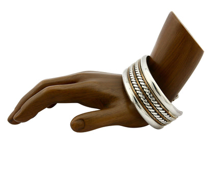 Navajo Bracelet SOLID .925 Silver & 12K Gold Filled Signed Artist TAHE C1980's