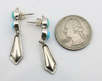 Navajo Earrings 925 Silver Natural Blue Turquoise Native American Earrings C80's