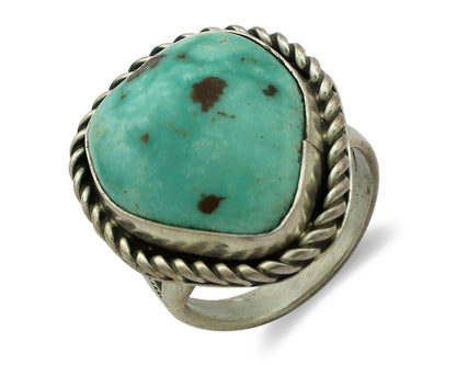 Navajo Ring 925 Silver Natural Mined Turquoise Native Signed N C.80's