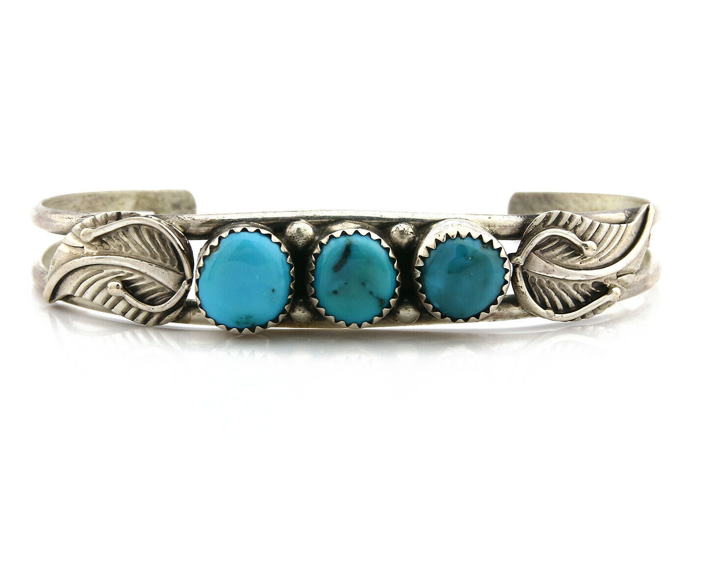 Navajo Bracelet .925 Silver Turquoise Mountain Signed RKFE C.80's
