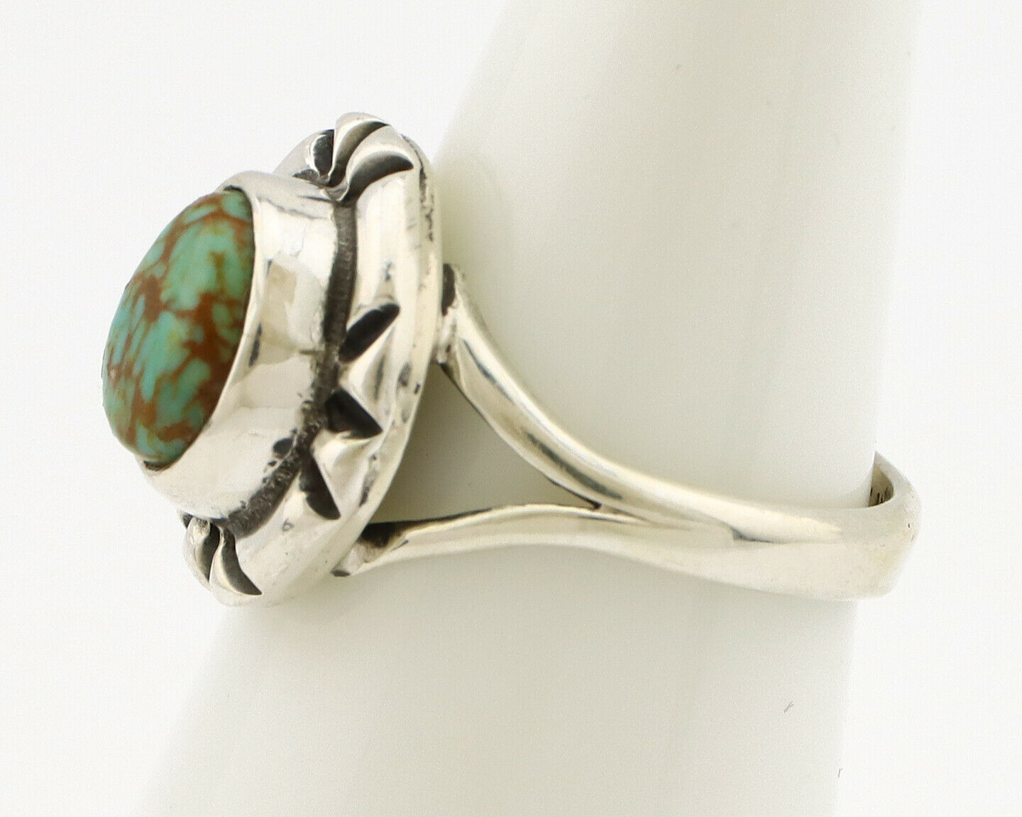 Navajo Ring .925 Silver Kingman Turquoise Artist Signed Gecko C.90's