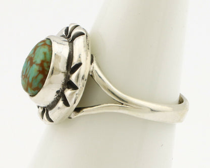 Navajo Ring .925 Silver Kingman Turquoise Artist Signed Gecko C.90's