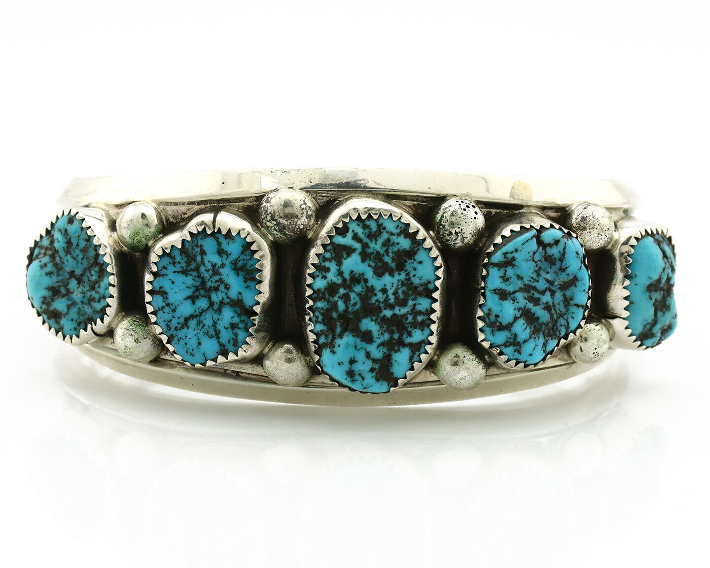 Navajo Bracelet .925 Silver Sleeping Beauty Turquoise Artist Josephine Rojas C90