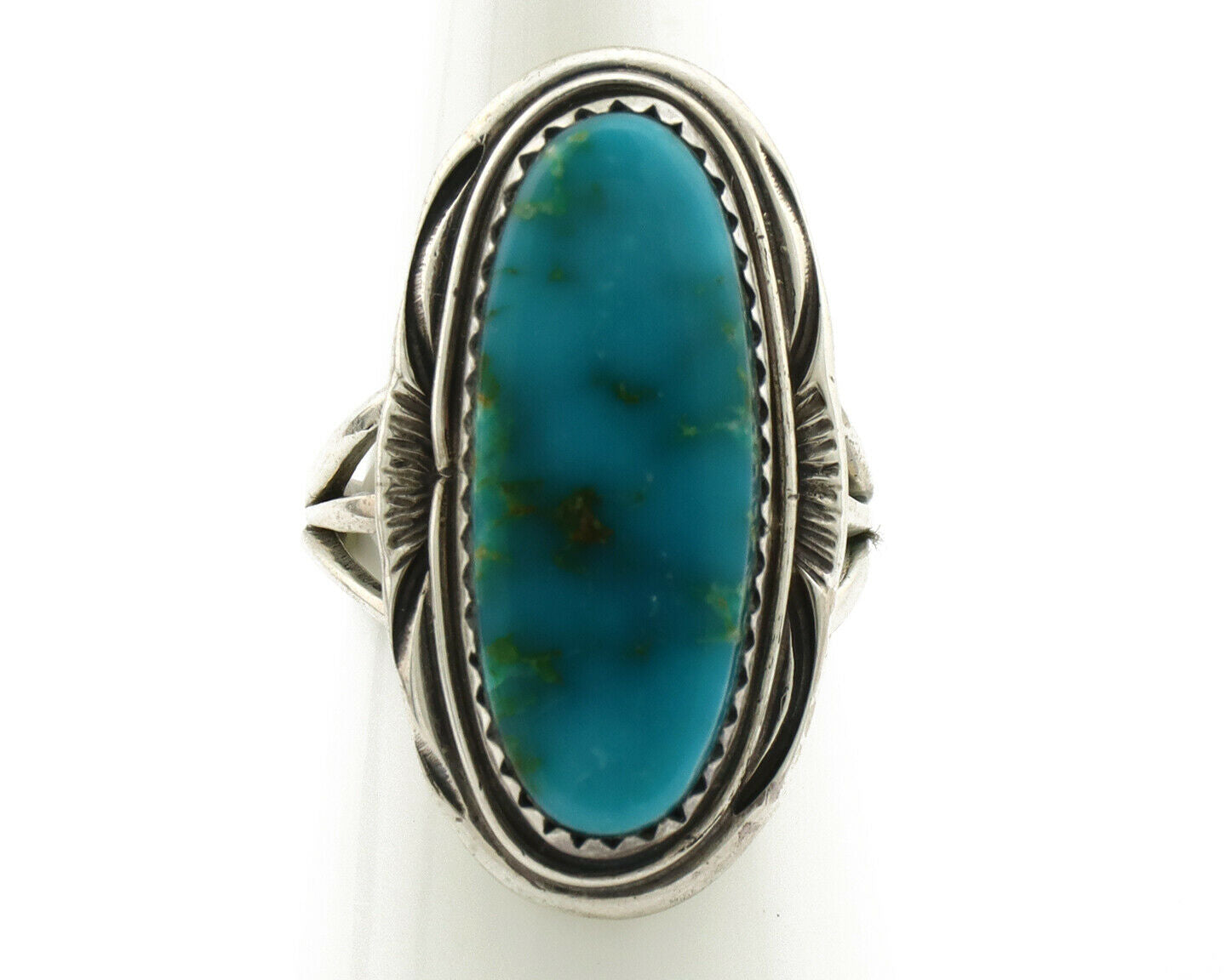 Navajo Ring .925 Silver Kingman Turquoise Native American Artist C.80's