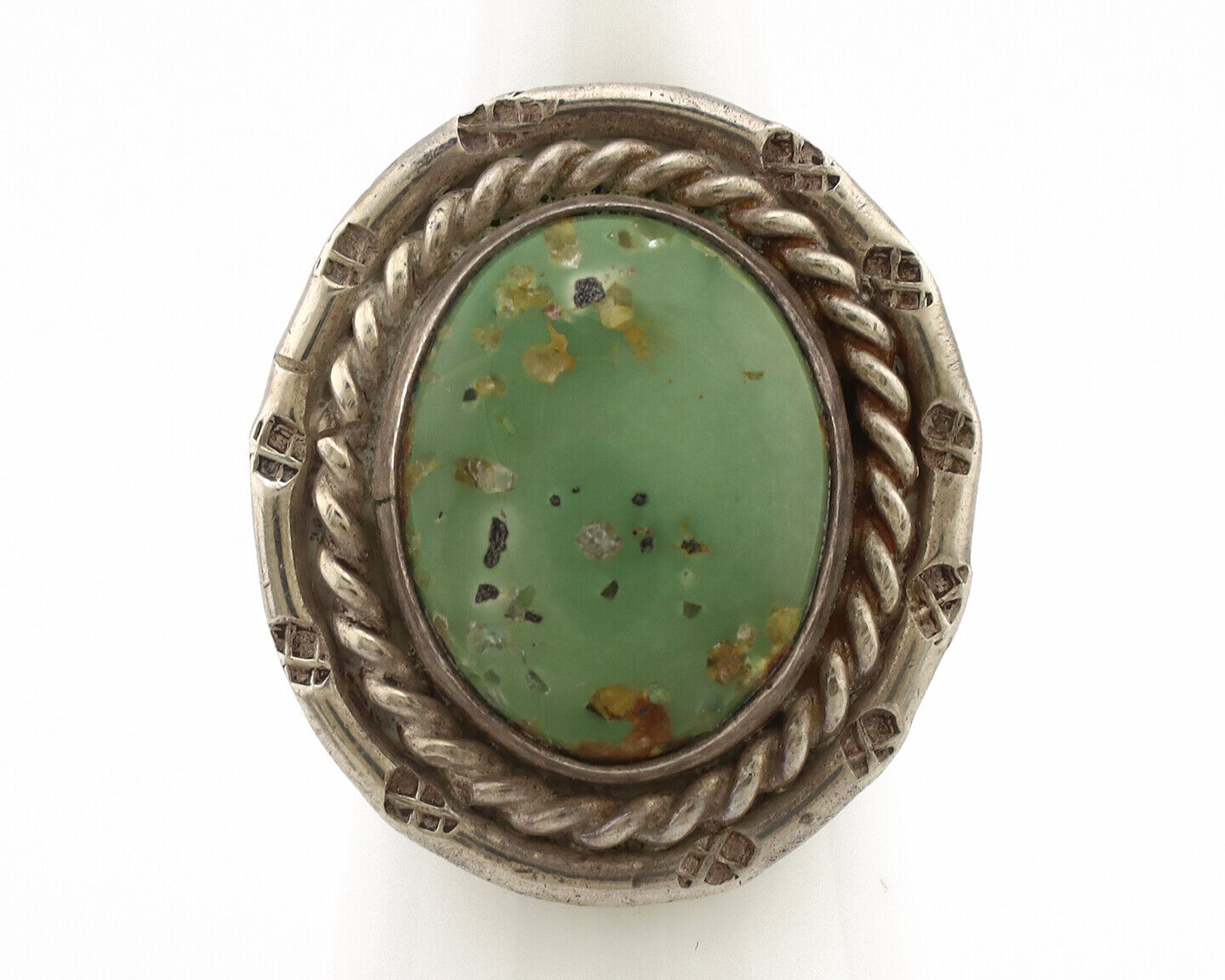 Navajo Ring .925 Silver Green Turquoise Native Artist C.80's