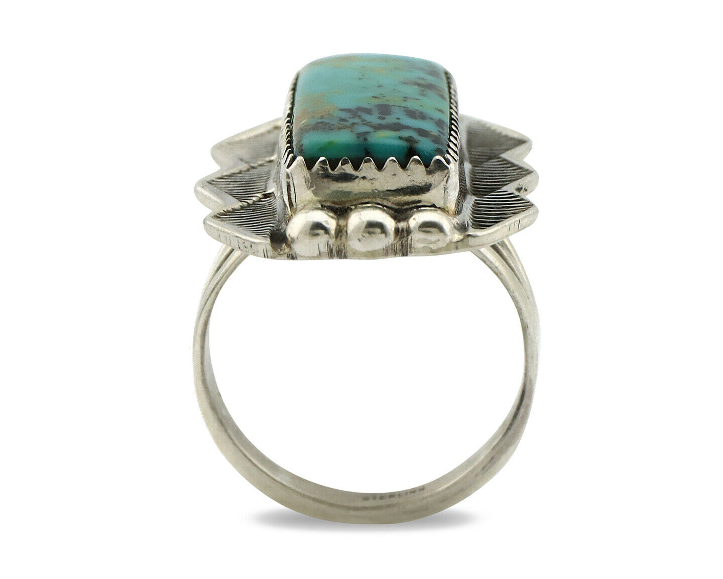 Navajo Ring .925 Silver Natural Aqua Turquoise Signed Apache C.80's