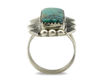 Navajo Ring .925 Silver Natural Aqua Turquoise Signed Apache C.80's