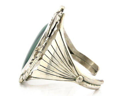 Navajo Bracelet .925 Silver Artist Carol Felley Natural Malachite C.80's