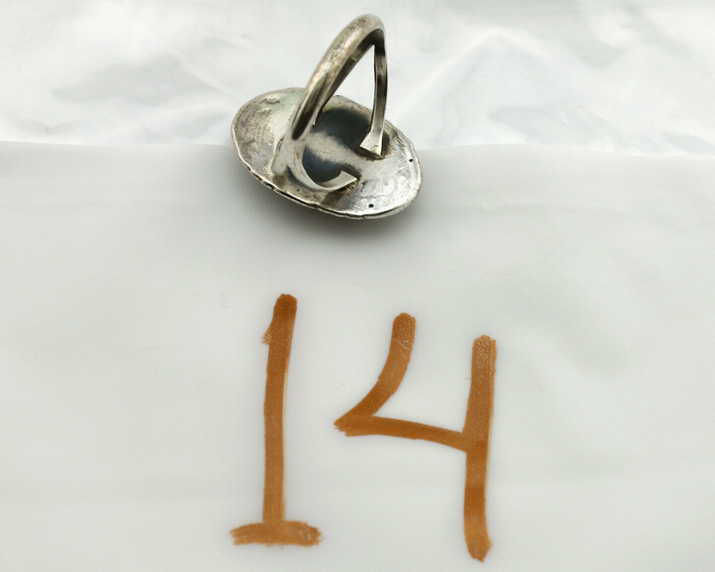 Navajo Ring .925 Silver Kingman Turquoise Native American Artist C.1980's