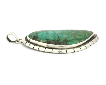 Navajo Pendant .925 Silver Natural Slab Turquoise Native Artist C.80's