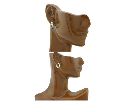 Women's 3.0 mm x 14 mm REAL 14k SOLID YELLOW GOLD Simulated Diamond Hoop Earring