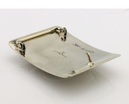 Men Navajo Belt Buckle 999 Nickel Onyx Artist Signed Teepee Handmade