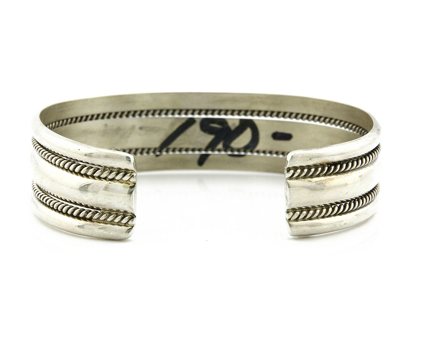 Navajo Bracelet .925 Silver Handmade Hand Stamped Signed Artist TAHE Circa 1980s