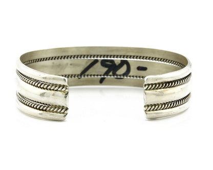 Navajo Bracelet .925 Silver Handmade Hand Stamped Signed Artist TAHE Circa 1980s