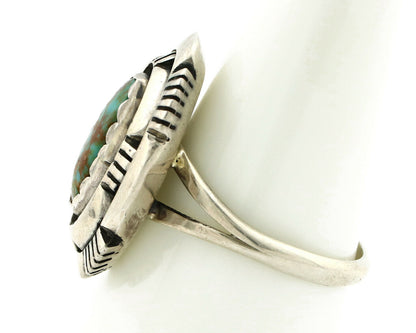 Navajo Ring .925 Silver Spiderweb Turquoise Artist Signed L. M. Nez C80s