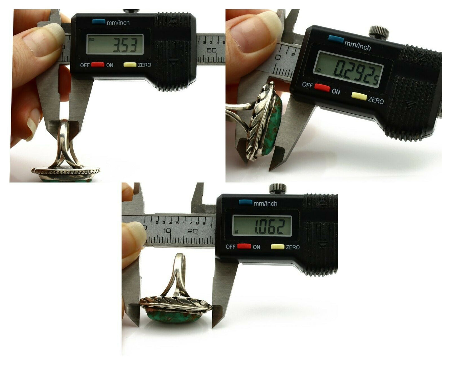 Navajo Ring .925 Silver Manassas Turquoise Signed Artist Apache C.80's