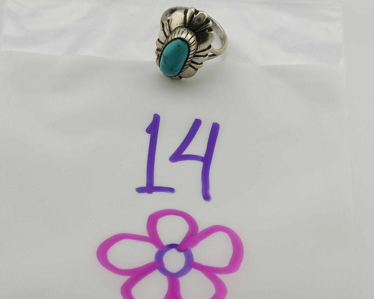 Navajo Ring .925 Silver Natural Mined Turquoise Artist Signed M Montoya C.80's