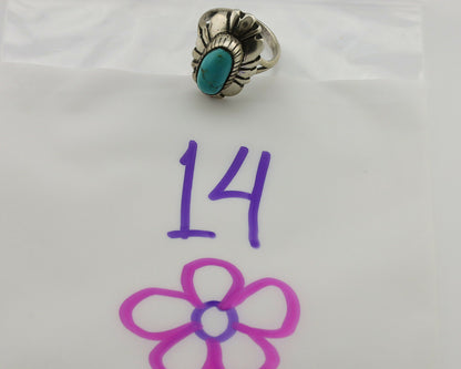 Navajo Ring .925 Silver Natural Mined Turquoise Artist Signed M Montoya C.80's
