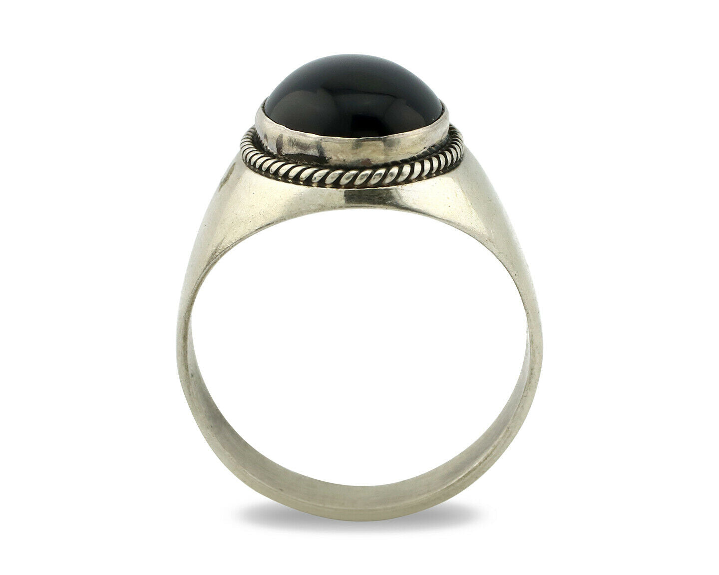Navajo Ring .925 Silver Handmade Black Onyx Native American Artist C.80's