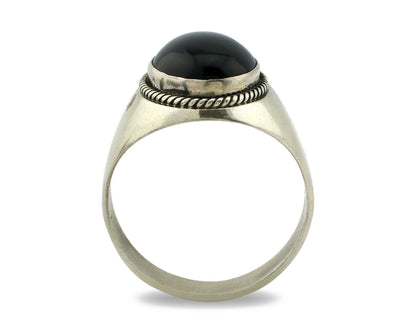 Navajo Ring .925 Silver Handmade Black Onyx Native American Artist C.80's