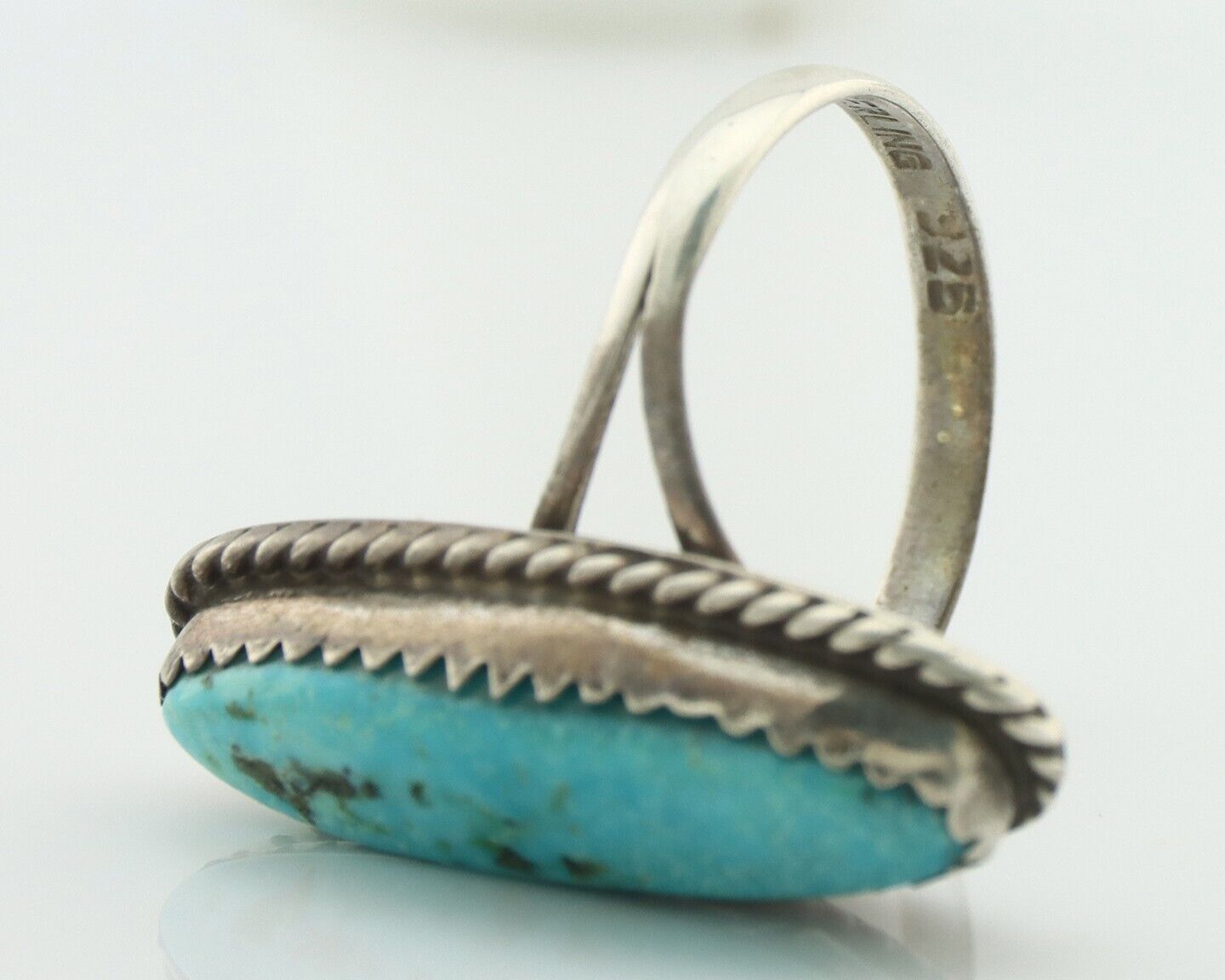 Navajo Handmade Ring .925 Silver Southwest Turquoise Native Artist C.80's
