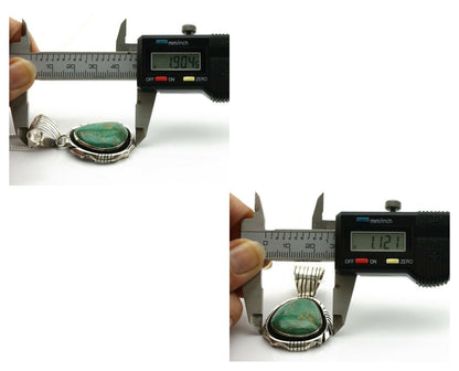 Navajo Pendant .925 Silver Manassas Turquoise Signed FT C.80's