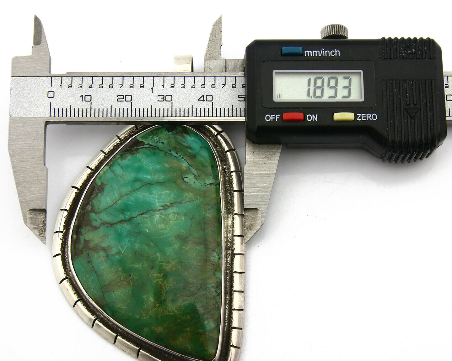 Navajo Pendant .925 Silver Natural Slab Turquoise Native Artist C.80's