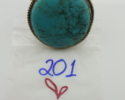 Women's Navajo .925 Silver Block Turquoise Native American Artist C.80's