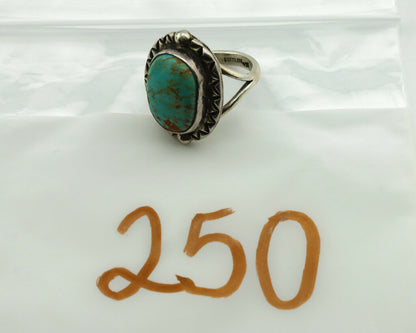 Navajo Ring .925 Silver Kingman Turquoise Artist Signed Gecko C.1980's