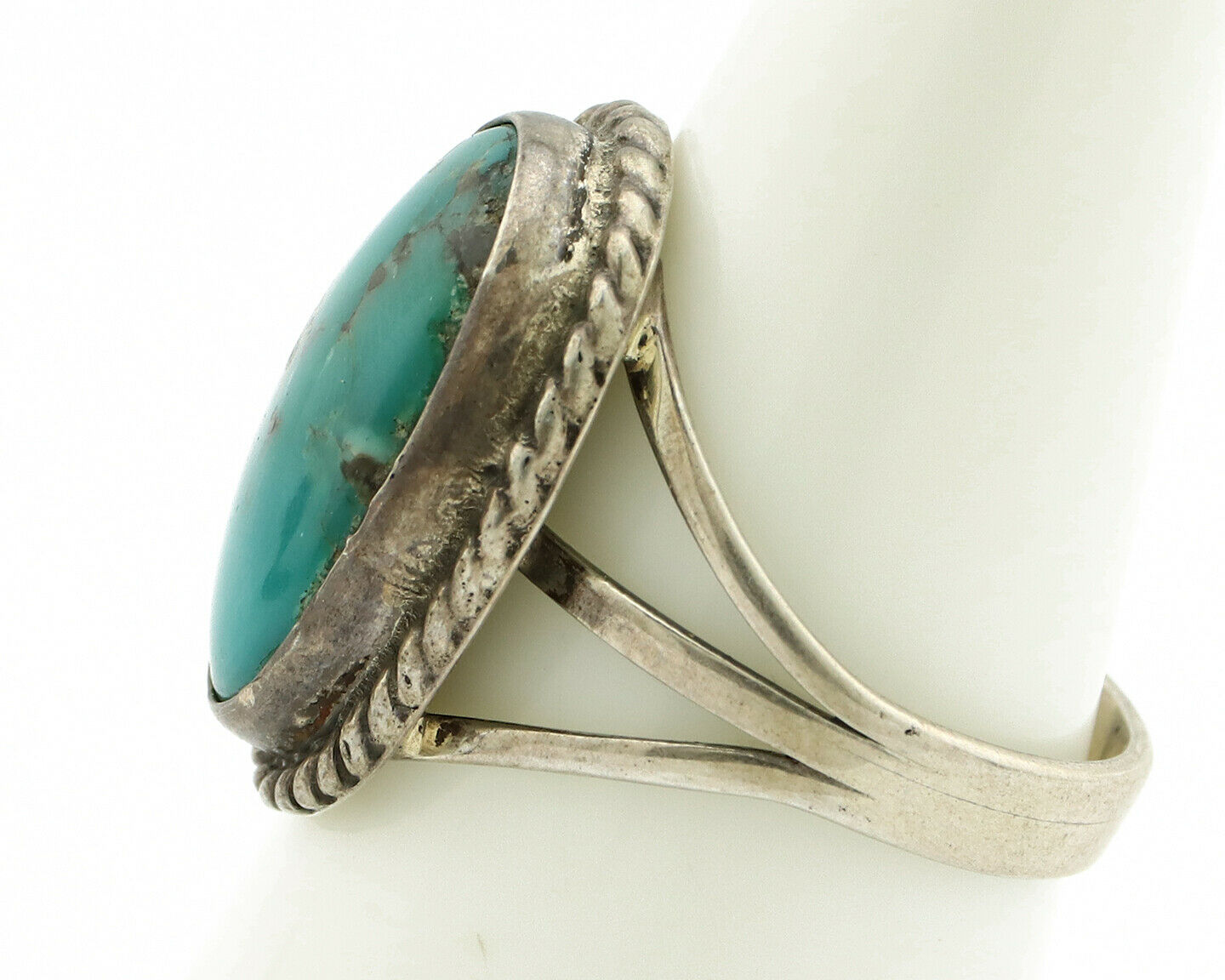 Navajo Ring .925 Silver Blue Turquoise Native American Artist C.1980's