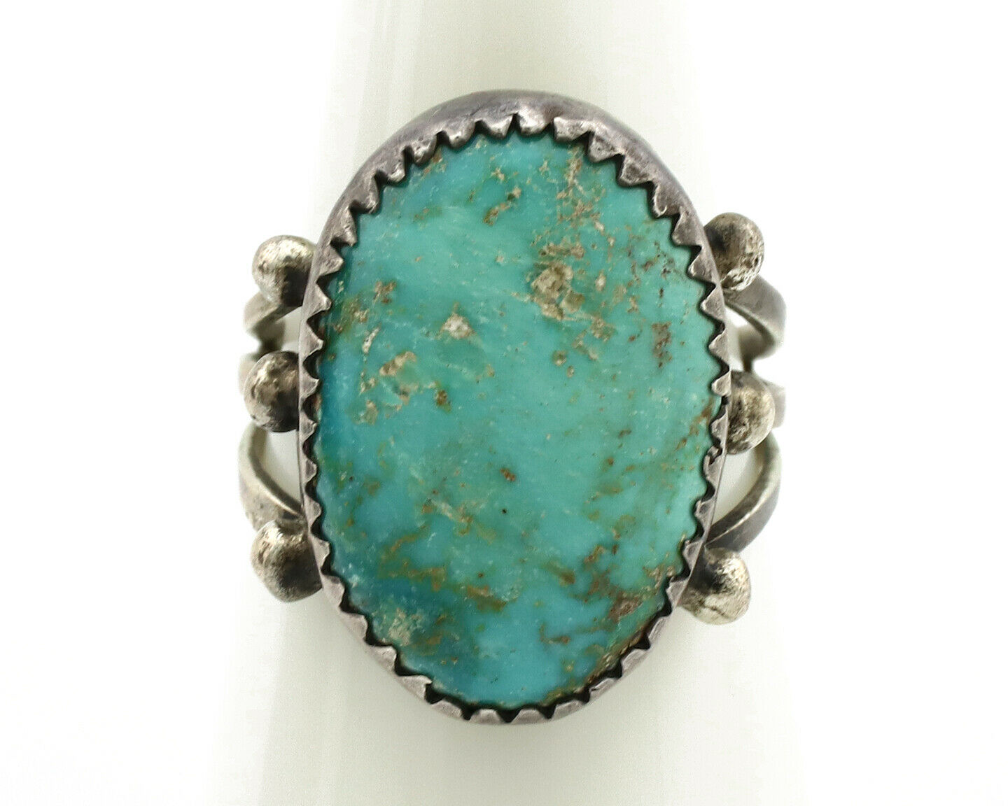 Navajo Ring .925 Silver Blue Turquoise Native American Artist C.1980's