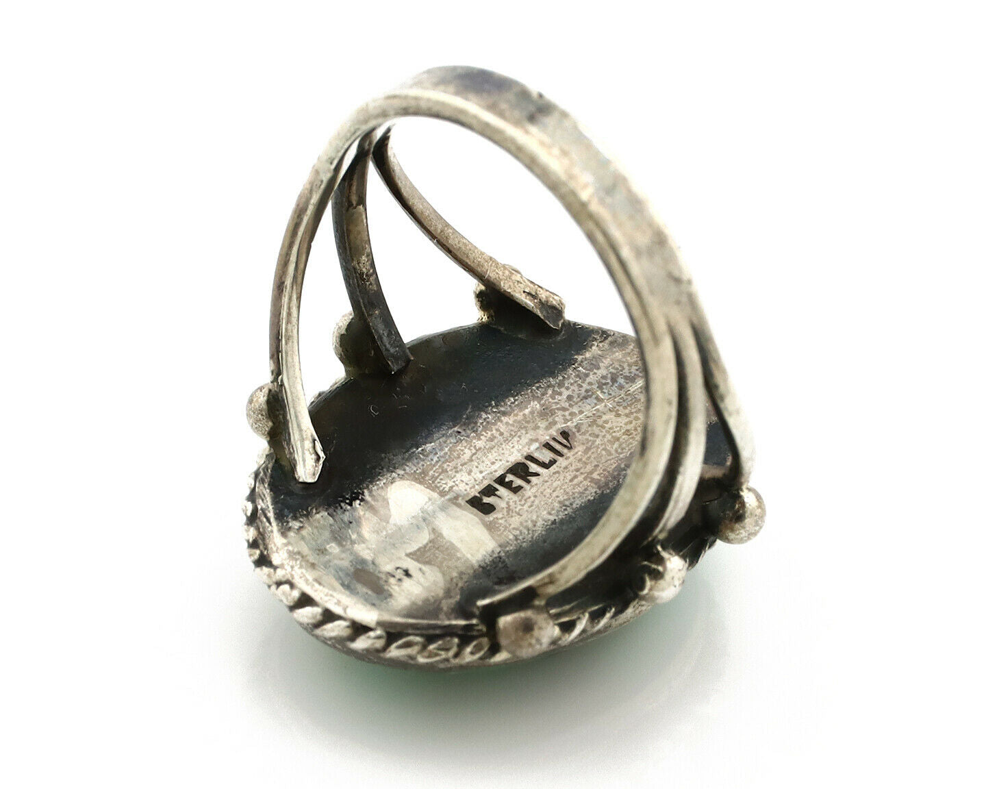 Navajo Ring .925 Silver Arizona Turquoise Handmade Native American Artist C80s