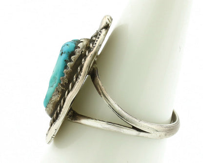 Navajo Ring .925 Silver Blue Turquoise Native American Artist C.80's