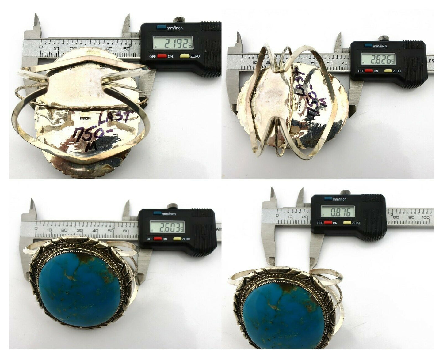 Navajo Bracelet .925 Silver Kingman Turquoise Native American Artist C.75's