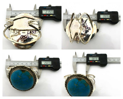Navajo Bracelet .925 Silver Kingman Turquoise Native American Artist C.75's