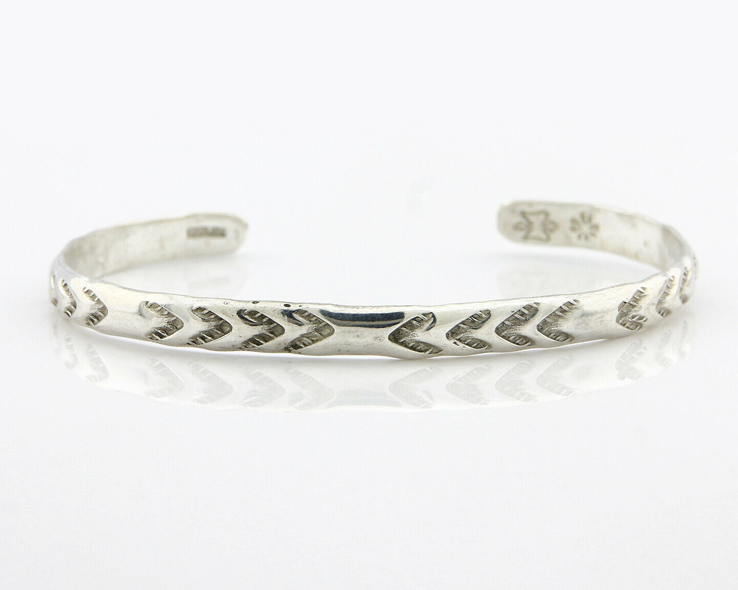 Navajo Bracelet .925 Silver Hand Stamped Arrow Head Artist Begay & Montoya C80s