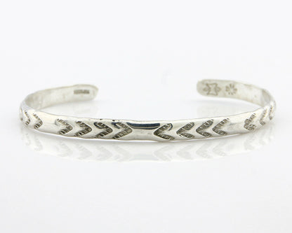 Navajo Bracelet .925 Silver Hand Stamped Arrow Head Artist Begay & Montoya C80s