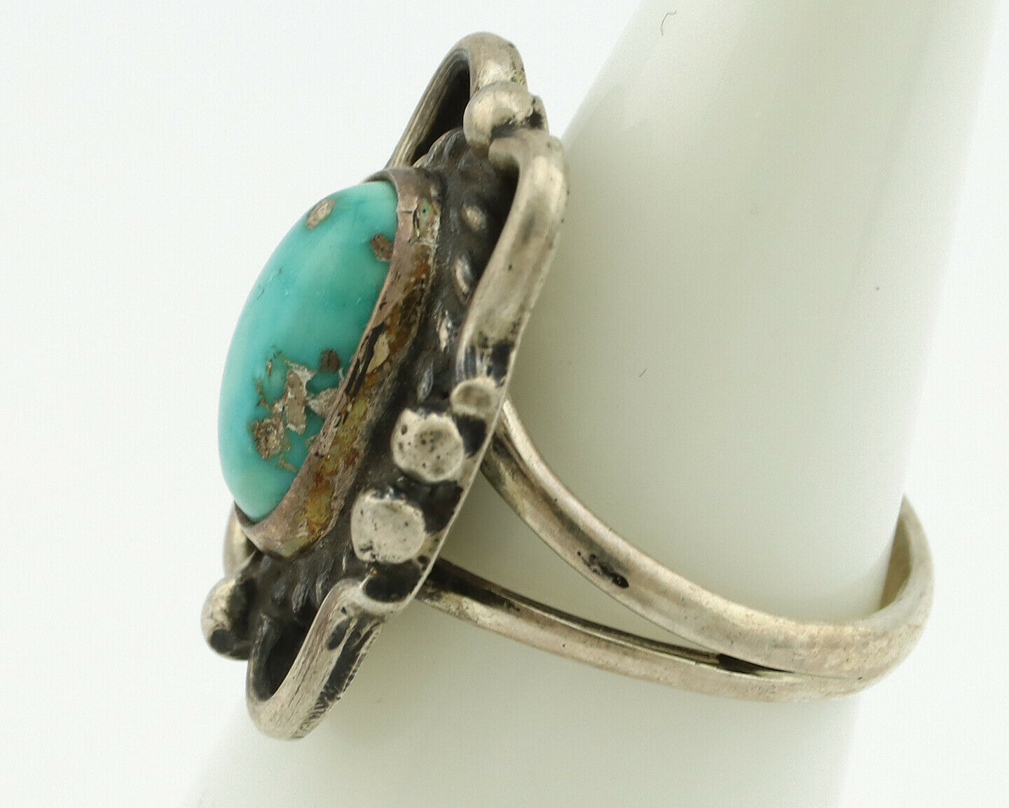 Navajo Ring .925 Silver Natural Turquoise Native American Artist C.80's