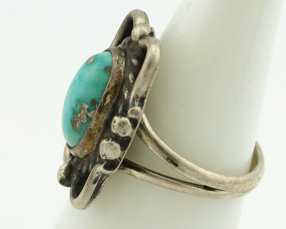 Navajo Ring .925 Silver Natural Turquoise Native American Artist C.80's