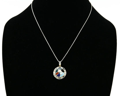 Women's Zuni Pendant .925 silver Gemstone Handmade Signed Chaloo Necklace