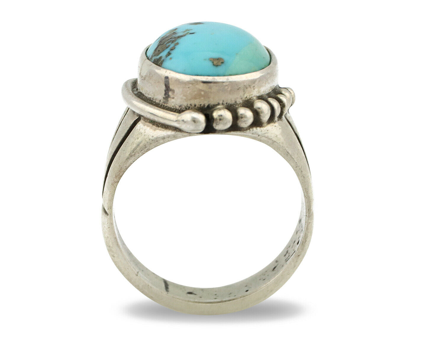 Navajo Ring .925 Silver Morenci Turquoise Native American Artist C.80's