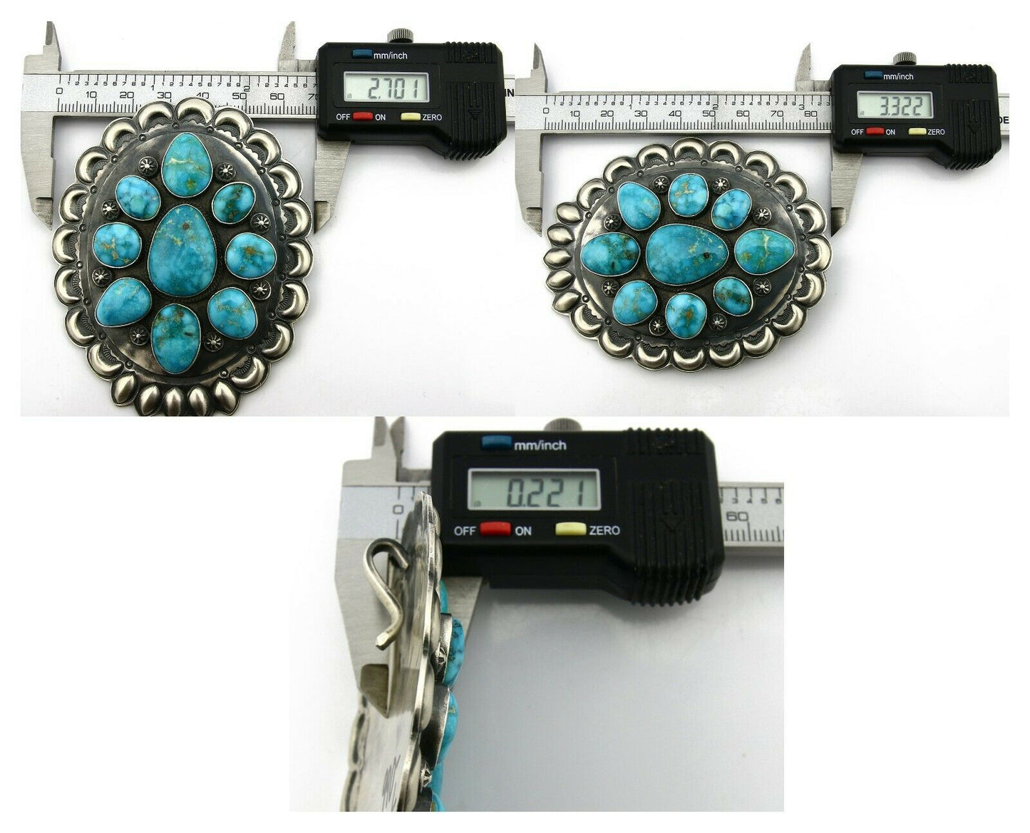 Navajo Morenci Turquoise Pendant .925 Silver Artist Paul J Begay C.80's