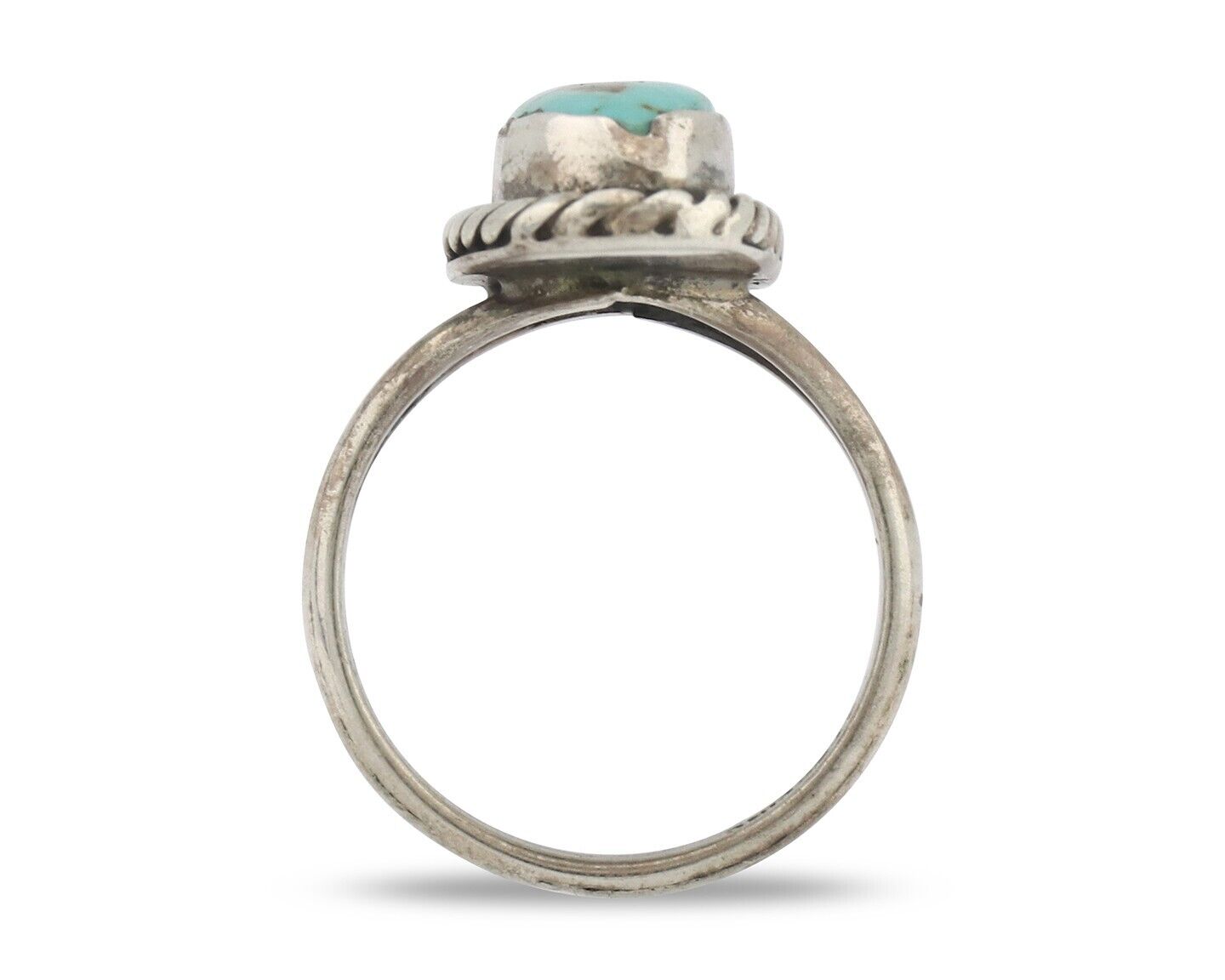 Navajo Handmade Ring 925 Silver Kingman Turquoise Native Artist C.80's