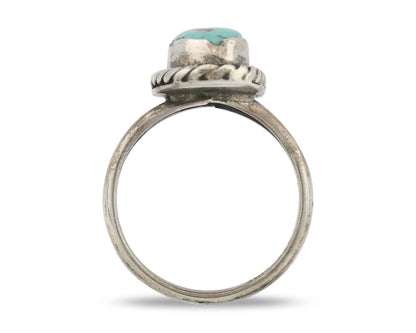 Navajo Handmade Ring 925 Silver Kingman Turquoise Native Artist C.80's